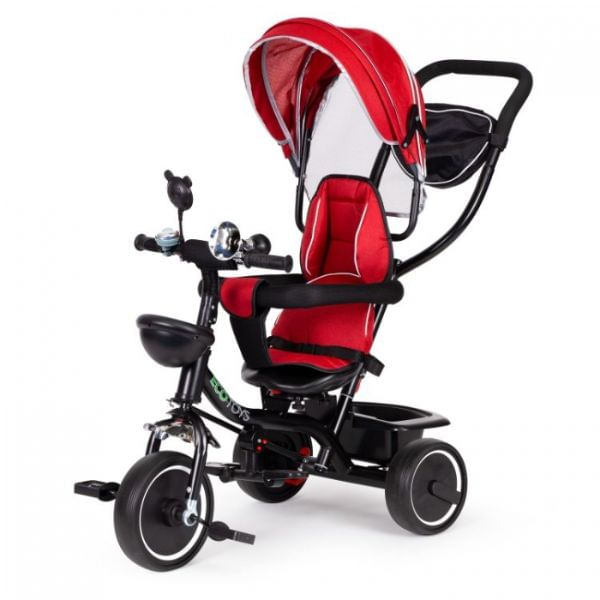 Tricicleta Multifunctionala pentru Copii 1-5 ani, Scaun rotativ 360°, Roti EVA, Control parental, Parasolar, Ecotoys