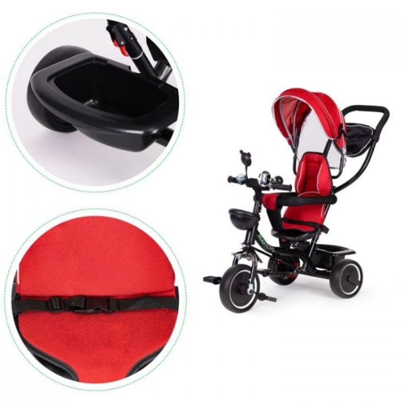 Jucarii, Copii si Bebe - Jucarii si jocuri - Jucarii de exterior - Triciclete - Tricicleta Multifunctionala pentru Copii 1-5 ani, Scaun rotativ 360°, Roti EVA, Control parental, Parasolar, Ecotoys - Infinity.ro