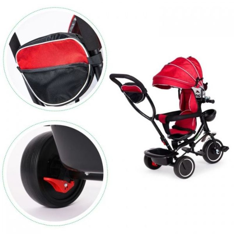 Jucarii, Copii si Bebe - Jucarii si jocuri - Jucarii de exterior - Triciclete - Tricicleta Multifunctionala pentru Copii 1-5 ani, Scaun rotativ 360°, Roti EVA, Control parental, Parasolar, Ecotoys - Infinity.ro