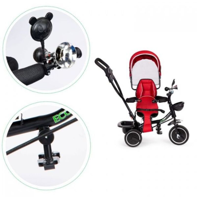 Jucarii, Copii si Bebe - Jucarii si jocuri - Jucarii de exterior - Triciclete - Tricicleta Multifunctionala pentru Copii 1-5 ani, Scaun rotativ 360°, Roti EVA, Control parental, Parasolar, Ecotoys - Infinity.ro