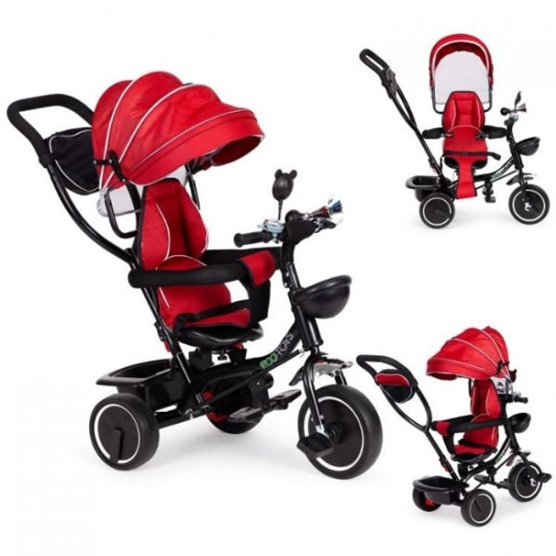 Jucarii, Copii si Bebe - Jucarii si jocuri - Jucarii de exterior - Triciclete - Tricicleta Multifunctionala pentru Copii 1-5 ani, Scaun rotativ 360°, Roti EVA, Control parental, Parasolar, Ecotoys - Infinity.ro