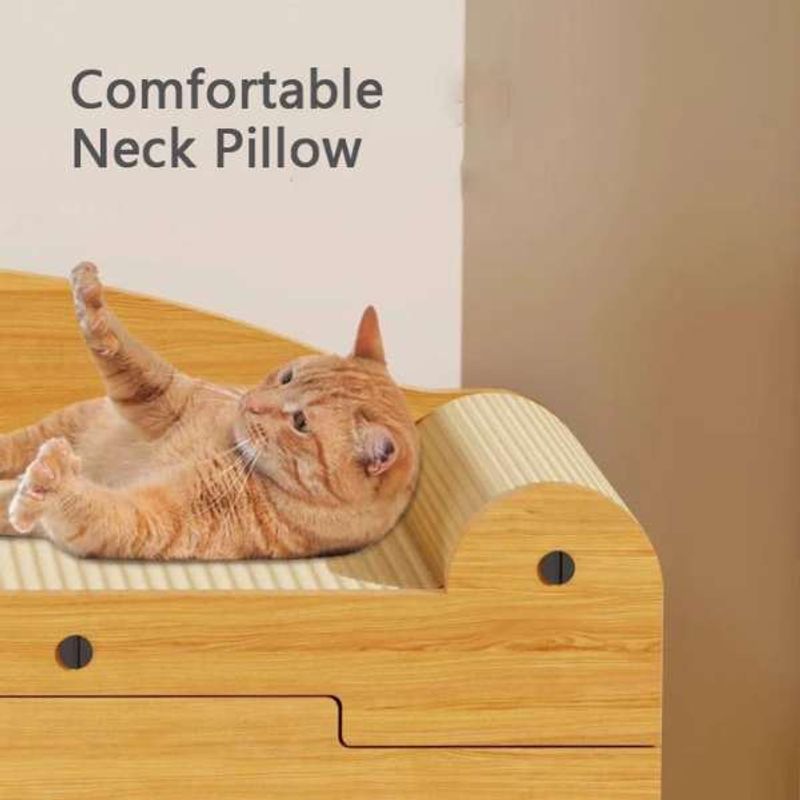 Petshop - Accesorii petshop - Culcusuri si custi - Culcusuri si saltele - Calcus Mercaton pentru Pisicute cu Centru de Joaca si Spatiu de Zgariat, Materiale Ecologice, 56x30x30 cm, Maro - Infinity.ro