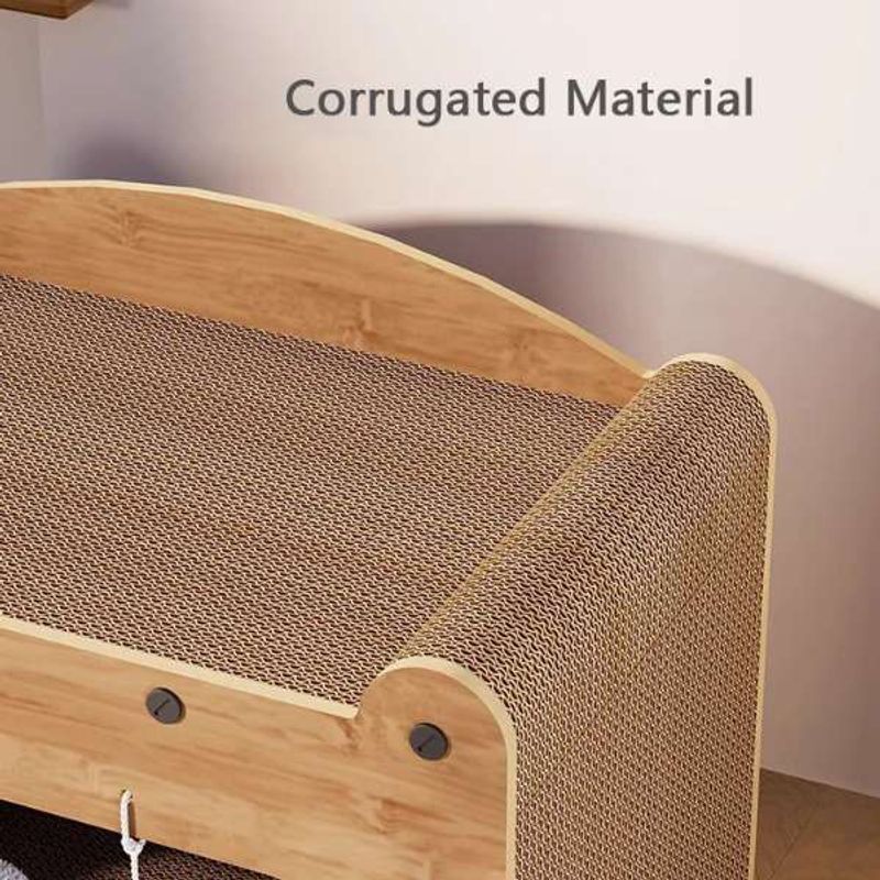 Petshop - Accesorii petshop - Culcusuri si custi - Culcusuri si saltele - Calcus Mercaton pentru Pisicute cu Centru de Joaca si Spatiu de Zgariat, Materiale Ecologice, 56x30x30 cm, Maro - Infinity.ro