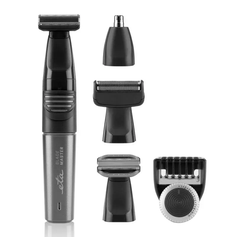 Ingrijire personala si Cosmetice - Aparate & accesorii ingrijire personala - Aparate de ras si tuns - Aparate de tuns - Aparat de tuns 5 in 1 ETA BladeMaster 0341 90000, baterie Li-ion de 3.2 V, negru cu gri - Infinity.ro