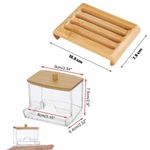 Casa si Gradina - Sanitare - Suporturi si accesorii baie - Suporturi baie - Set 2 Piese din Bambus, Cutie Depozitare Betisoare de Ureche si Sapuniera Anti-Derapanta cu Drenaj Apa, Maro - Infinity.ro