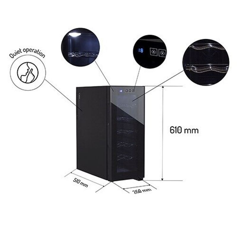 Electronice si Electrocasnice - Aparate frigorifice - Vitrine frigorifice - Racitor de vinuri ADLER, 1 usa, 12 sticle, negru, 33 l - Infinity.ro
