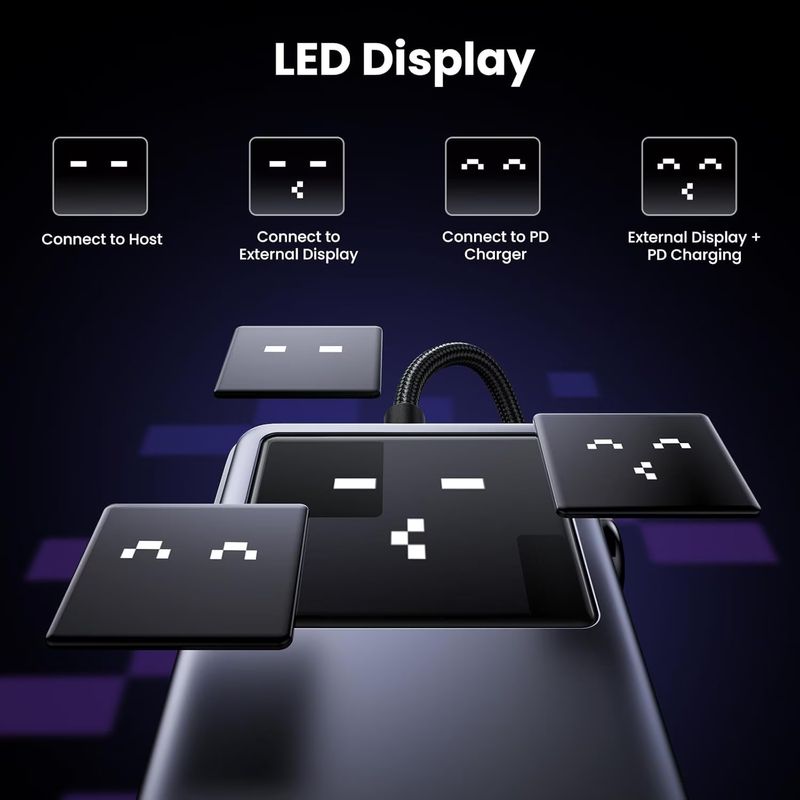 PC, gaming si accesorii - Retelistica - Hub-uri - Hub USB-C UGREEN UNO, 10Gbps, HDMI 4K@60Hz, Afisaj LED Inteligent, 2xUSB-A, 2xUSB-C, PD 100 W, Compatibiliate Universala - Infinity.ro