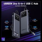 PC, gaming si accesorii - Retelistica - Hub-uri - Hub USB-C UGREEN UNO, 10Gbps, HDMI 4K@60Hz, Afisaj LED Inteligent, 2xUSB-A, 2xUSB-C, PD 100 W, Compatibiliate Universala - Infinity.ro