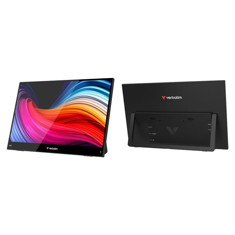 PC, gaming si accesorii - Desktop PC & monitoare - Monitoare - Monitor portabil Verbatim 15.6", Full HD 1920x1080, IPS, USB-C, Negru, set cu cabluri - Infinity.ro