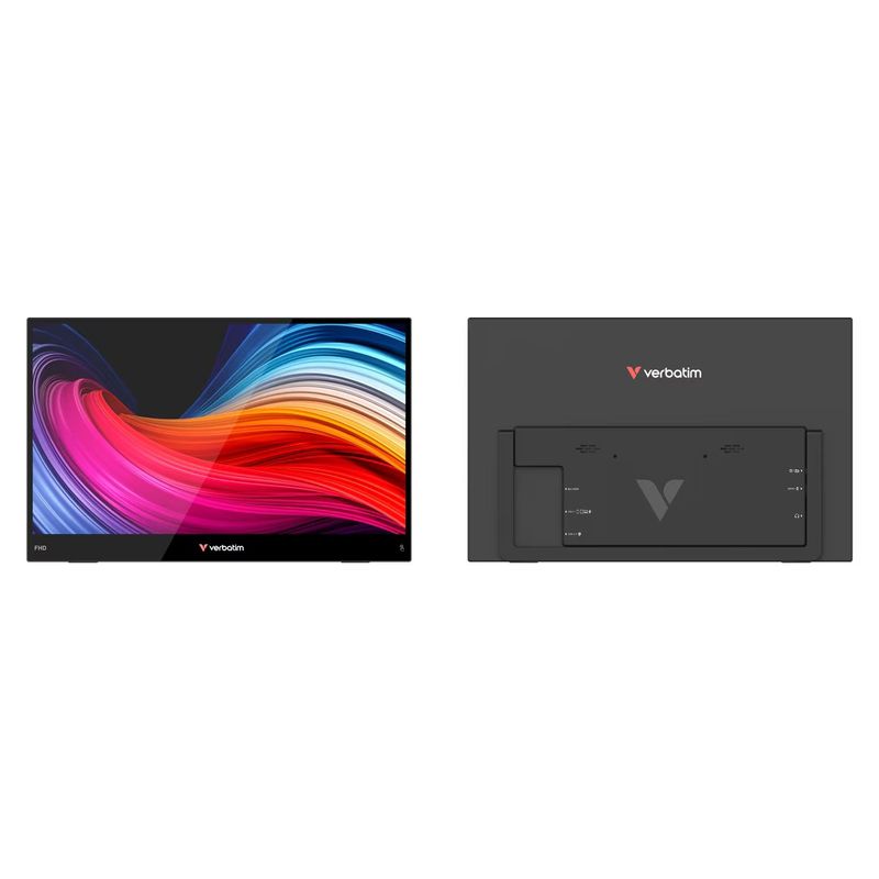 PC, gaming si accesorii - Desktop PC & monitoare - Monitoare - Monitor portabil Verbatim 15.6", Full HD 1920x1080, IPS, USB-C, Negru, set cu cabluri - Infinity.ro