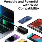 Laptop, Telefoane si Tablete - Telefoane mobile si accesorii - Accesorii Telefoane - Incarcatoare telefoane - Incarcator 3xAC, 2xUSB, 2x Type-C, 65W, Cablu 100W, P82, Policarbonat, Baseus PSLA020101, P82, Policarbonat, Black - Infinity.ro