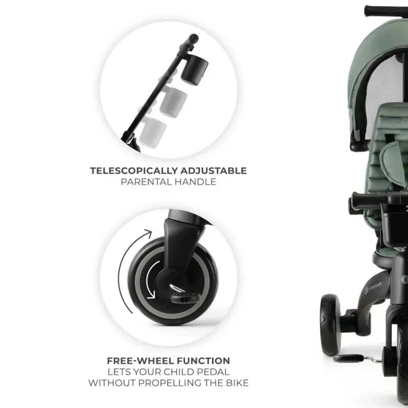 Jucarii, Copii si Bebe - Jucarii si jocuri - Jucarii de exterior - Triciclete - Tricicleta Kinderkraft Jazz 2, Green - Infinity.ro