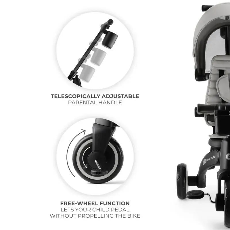 Jucarii, Copii si Bebe - Jucarii si jocuri - Jucarii de exterior - Triciclete - Tricicleta Kinderkraft Jazz 2, Grey - Infinity.ro