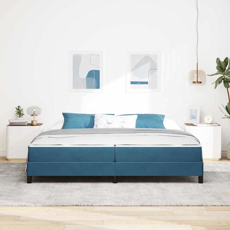 Casa si Gradina - Mobilier - Paturi si accesorii - Paturi - Pat boxspring cu saltea Albastru inchis 200 x 210 cm Catifea - Infinity.ro