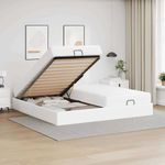 Casa si Gradina - Mobilier - Paturi si accesorii - Paturi - Cadru de pat cu saltea Alb pur 200 x 200 cm Piele artificiala - Infinity.ro