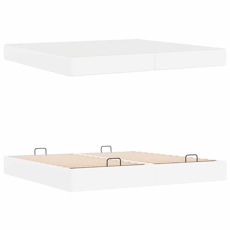 Casa si Gradina - Mobilier - Paturi si accesorii - Paturi - Cadru de pat cu saltea Alb pur 200 x 200 cm Piele artificiala - Infinity.ro