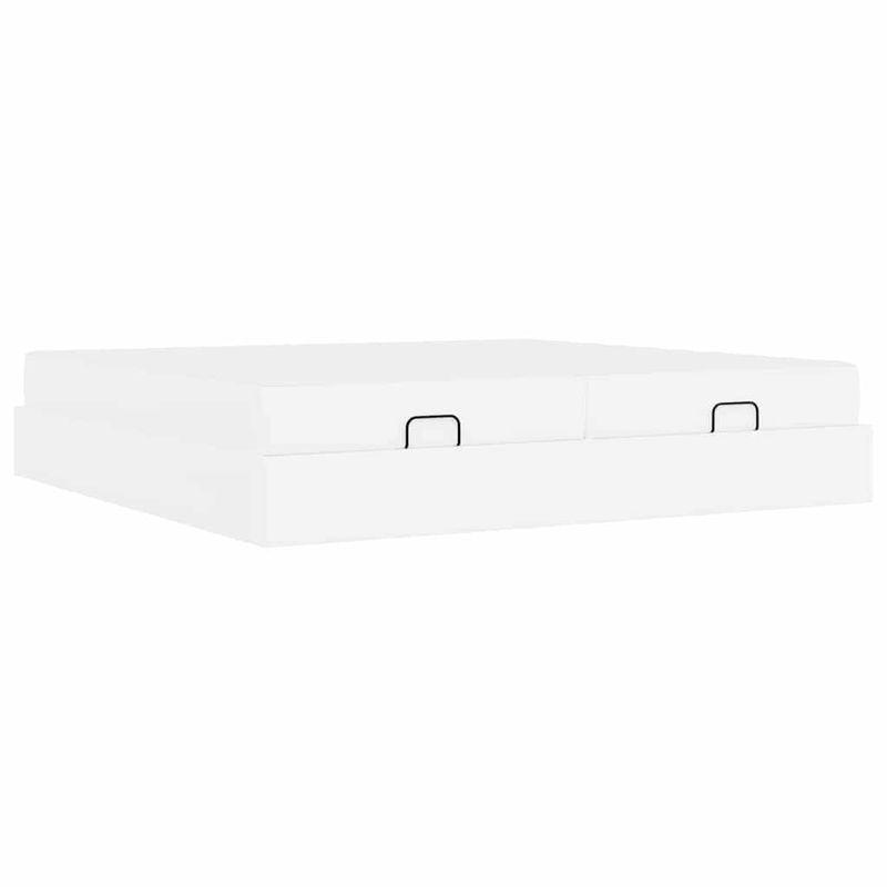 Casa si Gradina - Mobilier - Paturi si accesorii - Paturi - Cadru de pat cu saltea Alb pur 200 x 200 cm Piele artificiala - Infinity.ro