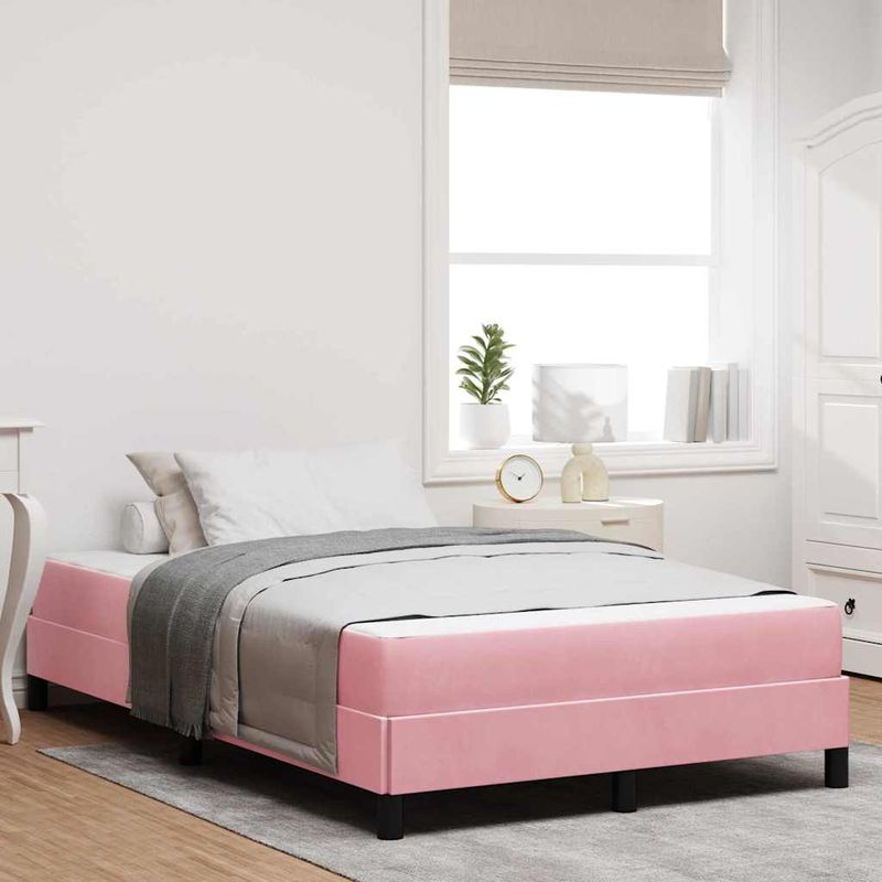 Casa si Gradina - Mobilier - Paturi si accesorii - Paturi - Pat boxspring cu saltea cu saltea Roz 120 x 210 cm Catifea - Infinity.ro