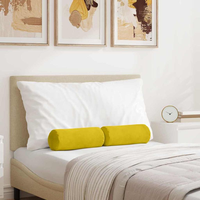 Casa si Gradina - Textile si covoare - Perne si pilote - Perne decorative - Perne Bolster 2 pcs Galben Ø 15 x 40 cm Tesatura din corduroy - Infinity.ro