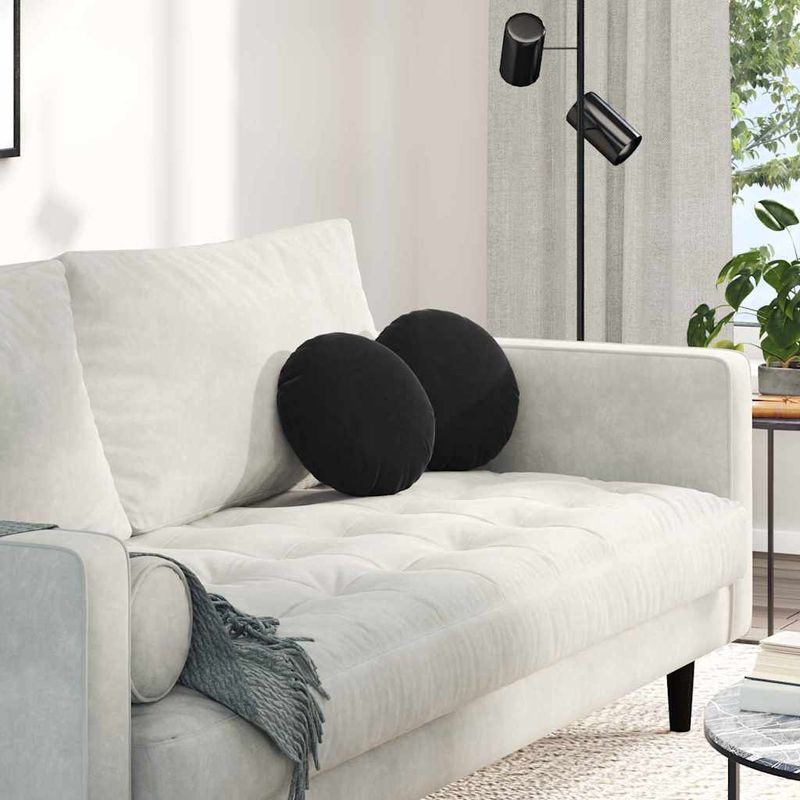 Casa si Gradina - Textile si covoare - Perne si pilote - Perne decorative - Perne de Sezut 2 pcs Negru Ø 40 x 13 cm Catifea - Infinity.ro