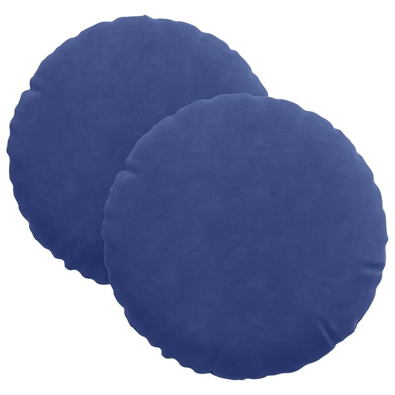 Casa si Gradina - Textile si covoare - Perne si pilote - Perne decorative - Perne de Sezut 2 pcs Albastru Politie Ø 40 x 13 cm Catifea - Infinity.ro