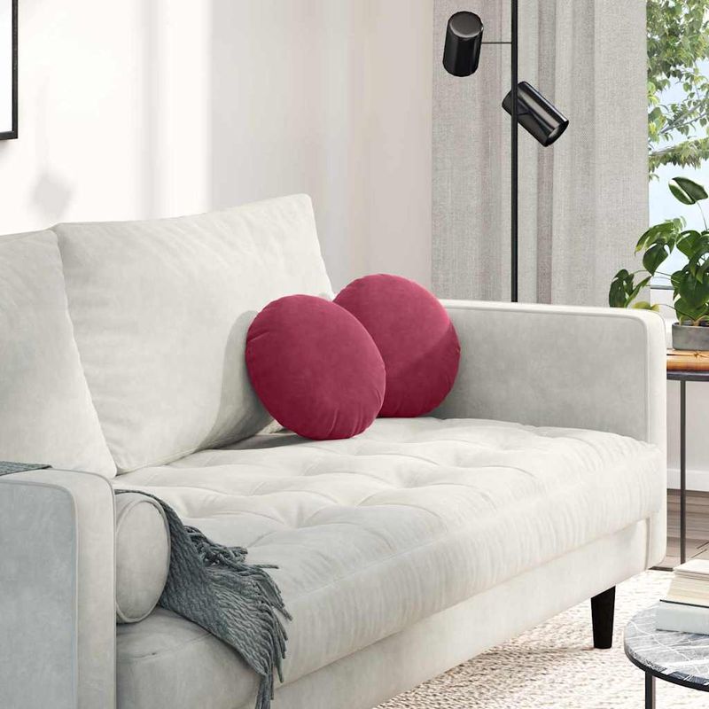 Casa si Gradina - Textile si covoare - Perne si pilote - Perne decorative - Perne de Sezut 2 pcs Rosu Vin Ø 40 x 13 cm Catifea - Infinity.ro