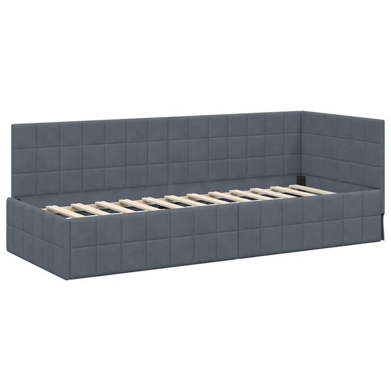 Casa si Gradina - Mobilier - Paturi si accesorii - Paturi - Cadru de pat coltar cu headboard Gri inchis 80 x 200 cm Catifea - Infinity.ro
