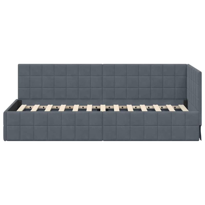 Casa si Gradina - Mobilier - Paturi si accesorii - Paturi - Cadru de pat coltar cu headboard Gri inchis 80 x 200 cm Catifea - Infinity.ro