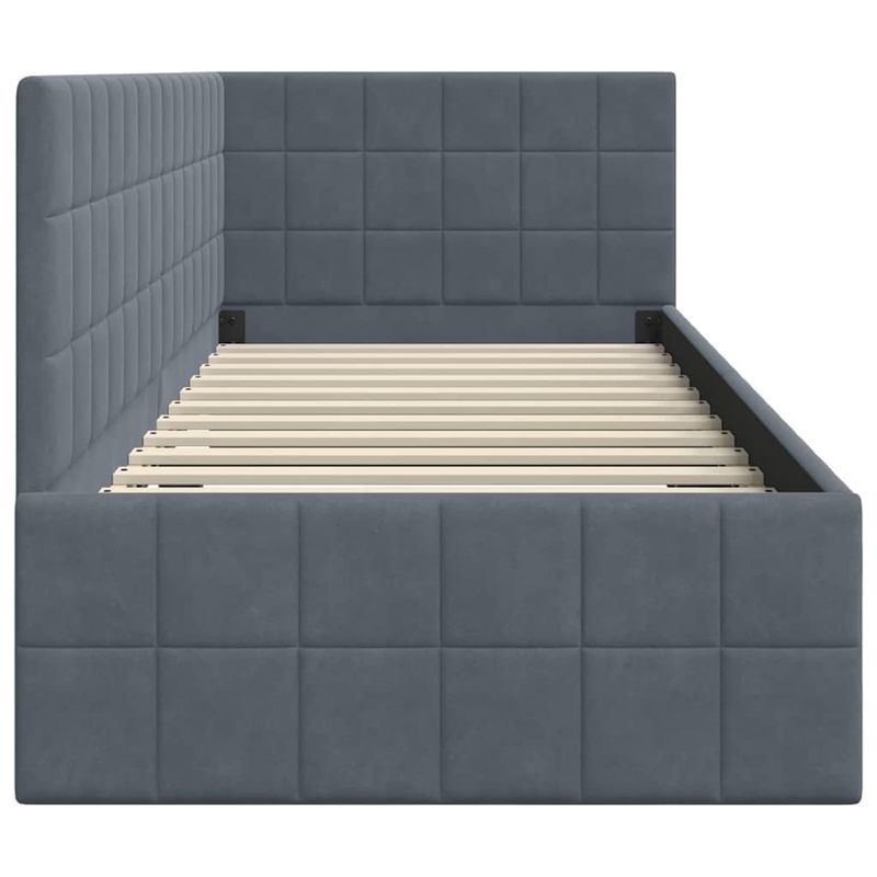 Casa si Gradina - Mobilier - Paturi si accesorii - Paturi - Cadru de pat coltar cu headboard Gri inchis 80 x 200 cm Catifea - Infinity.ro