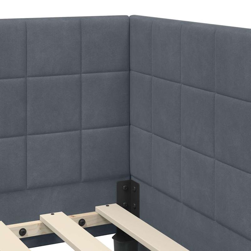 Casa si Gradina - Mobilier - Paturi si accesorii - Paturi - Cadru de pat coltar cu headboard Gri inchis 80 x 200 cm Catifea - Infinity.ro