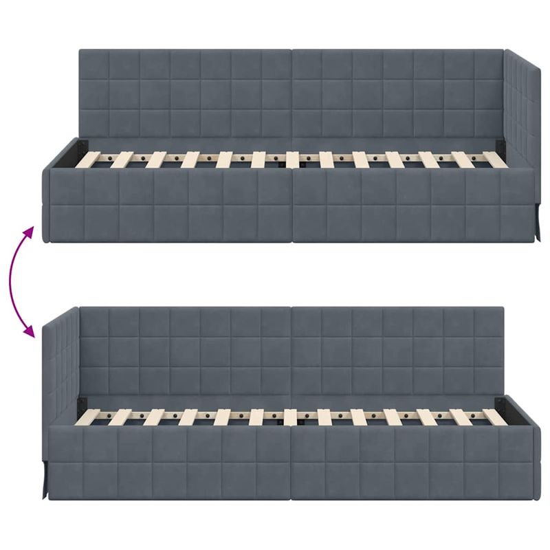 Casa si Gradina - Mobilier - Paturi si accesorii - Paturi - Cadru de pat coltar cu headboard Gri inchis 80 x 200 cm Catifea - Infinity.ro