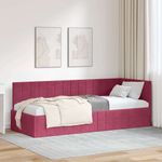 Casa si Gradina - Mobilier - Paturi si accesorii - Paturi - Cadru de pat coltar cu headboard bordo 80 x 200 cm Catifea - Infinity.ro