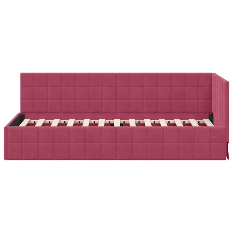 Casa si Gradina - Mobilier - Paturi si accesorii - Paturi - Cadru de pat coltar cu headboard bordo 80 x 200 cm Catifea - Infinity.ro