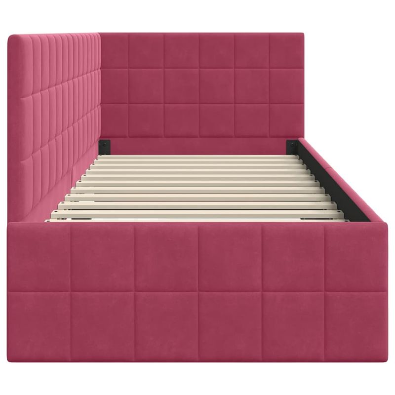 Casa si Gradina - Mobilier - Paturi si accesorii - Paturi - Cadru de pat coltar cu headboard bordo 80 x 200 cm Catifea - Infinity.ro