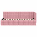 Casa si Gradina - Mobilier - Paturi si accesorii - Paturi - Cadru de pat coltar cu headboard Roz 80 x 200 cm Catifea - Infinity.ro