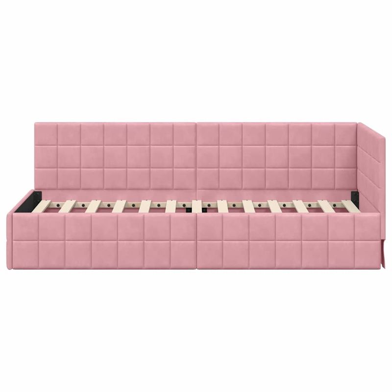 Casa si Gradina - Mobilier - Paturi si accesorii - Paturi - Cadru de pat coltar cu headboard Roz 80 x 200 cm Catifea - Infinity.ro