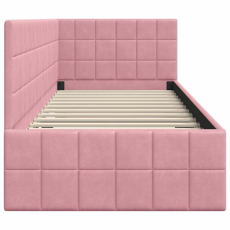 Casa si Gradina - Mobilier - Paturi si accesorii - Paturi - Cadru de pat coltar cu headboard Roz 80 x 200 cm Catifea - Infinity.ro