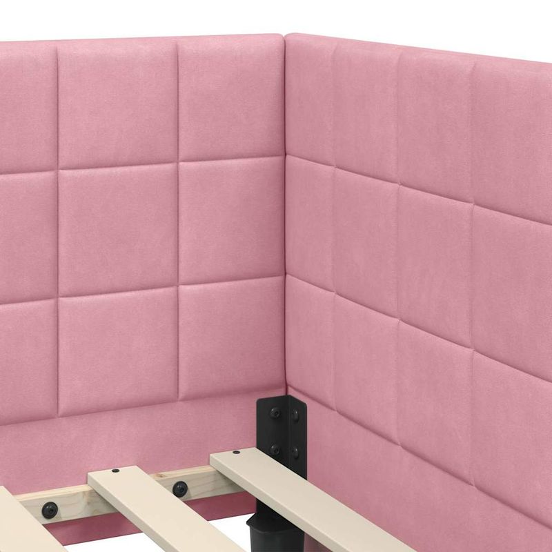 Casa si Gradina - Mobilier - Paturi si accesorii - Paturi - Cadru de pat coltar cu headboard Roz 80 x 200 cm Catifea - Infinity.ro