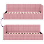 Casa si Gradina - Mobilier - Paturi si accesorii - Paturi - Cadru de pat coltar cu headboard Roz 80 x 200 cm Catifea - Infinity.ro