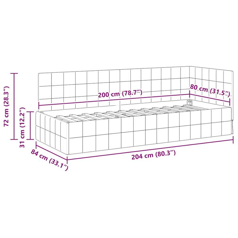 Casa si Gradina - Mobilier - Paturi si accesorii - Paturi - Cadru de pat coltar cu headboard Roz 80 x 200 cm Catifea - Infinity.ro