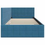 Casa si Gradina - Mobilier - Paturi si accesorii - Paturi - Cadru de pat coltar cu headboard albastru 100 x 200 cm Catifea - Infinity.ro