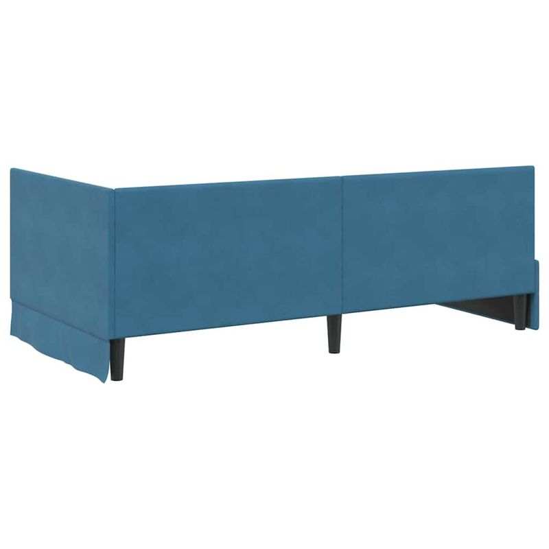 Casa si Gradina - Mobilier - Paturi si accesorii - Paturi - Cadru de pat coltar cu headboard albastru 100 x 200 cm Catifea - Infinity.ro