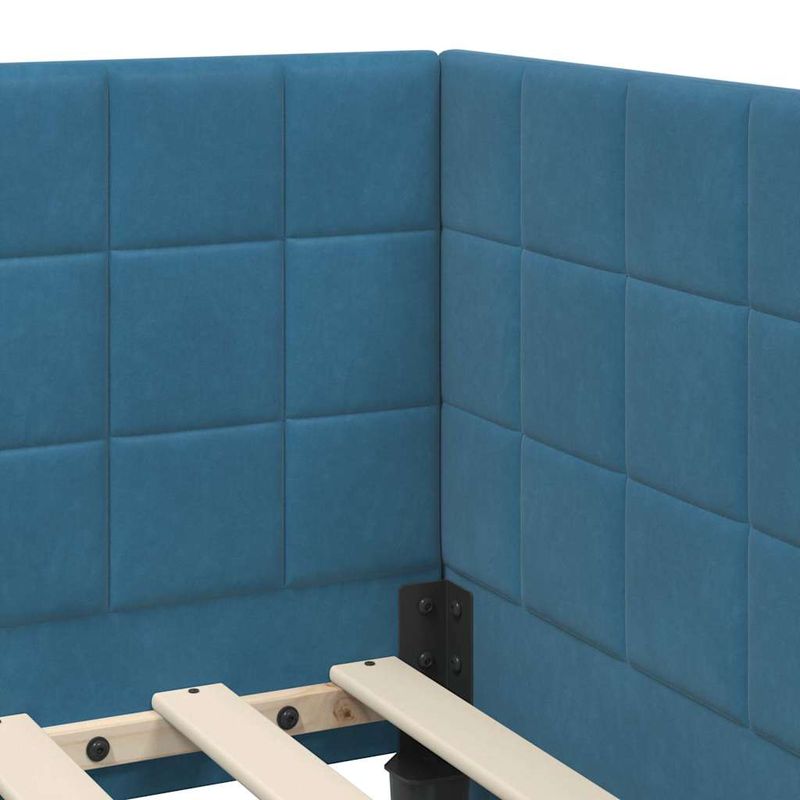 Casa si Gradina - Mobilier - Paturi si accesorii - Paturi - Cadru de pat coltar cu headboard albastru 100 x 200 cm Catifea - Infinity.ro