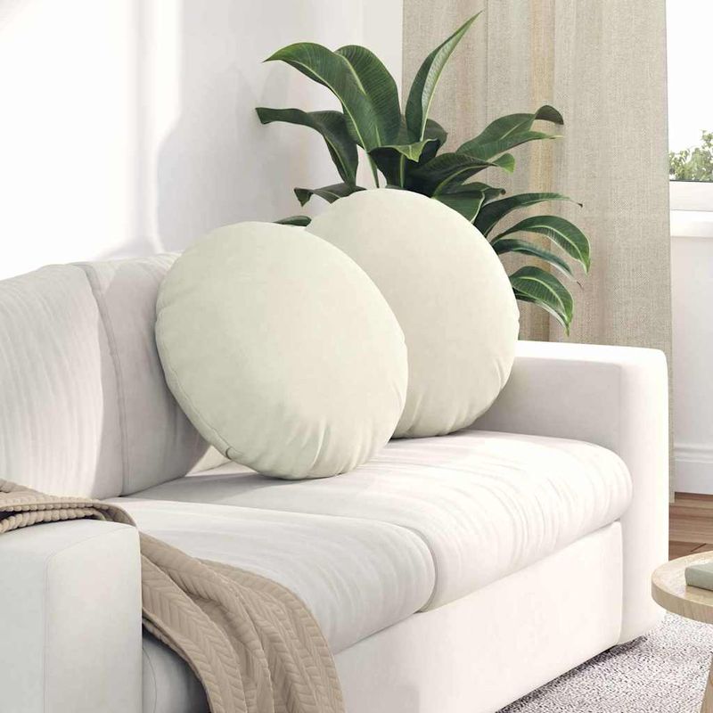 Casa si Gradina - Textile si covoare - Perne si pilote - Perne decorative - Perne de Sezut 2 pcs Crem Ø 40 x 13 cm Catifea - Infinity.ro