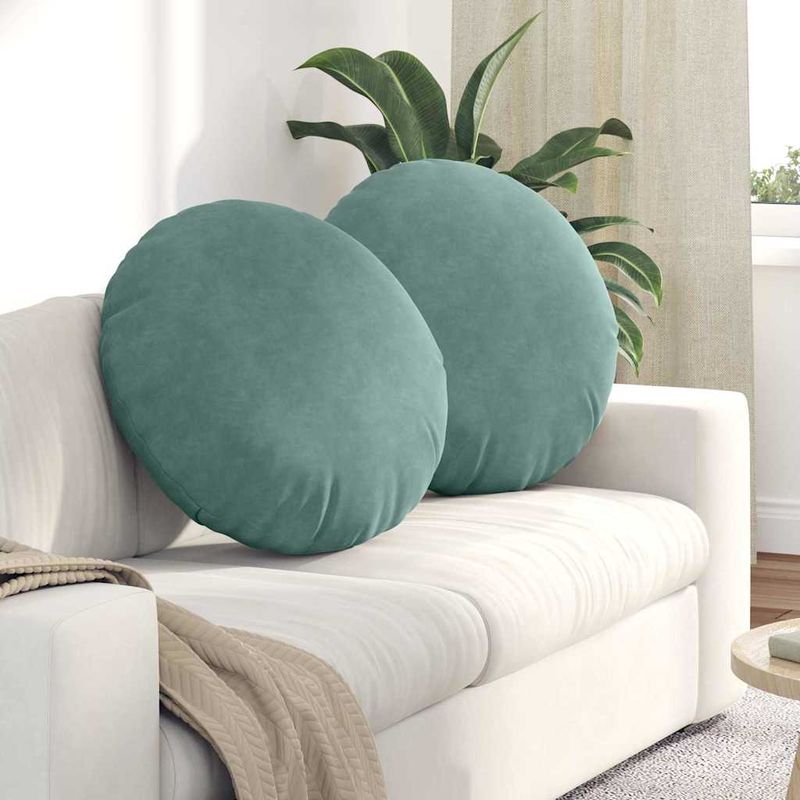 Casa si Gradina - Textile si covoare - Perne si pilote - Perne decorative - Perne de Sezut 2 pcs Verde Marii Ø 40 x 13 cm Catifea - Infinity.ro