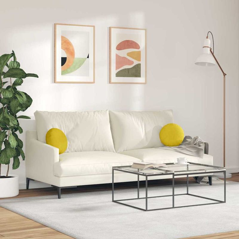 Casa si Gradina - Textile si covoare - Perne si pilote - Perne decorative - Perne de Sezut 2 pcs Galben Ø 40 x 13 cm Catifea - Infinity.ro