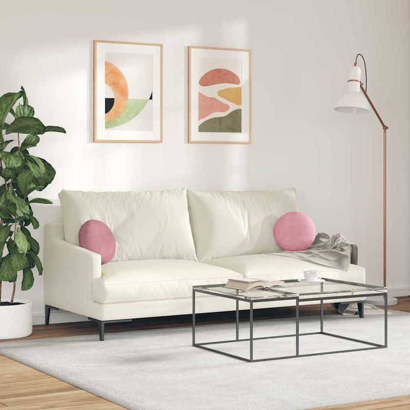 Casa si Gradina - Textile si covoare - Perne si pilote - Perne decorative - Perne de Sezut 2 pcs Roz Ø 40 x 13 cm Catifea - Infinity.ro