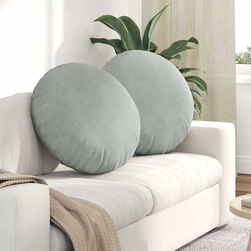 Casa si Gradina - Textile si covoare - Perne si pilote - Perne decorative - Perne de Sezut 2 pcs Gri deschis Ø 40 x 13 cm Catifea - Infinity.ro