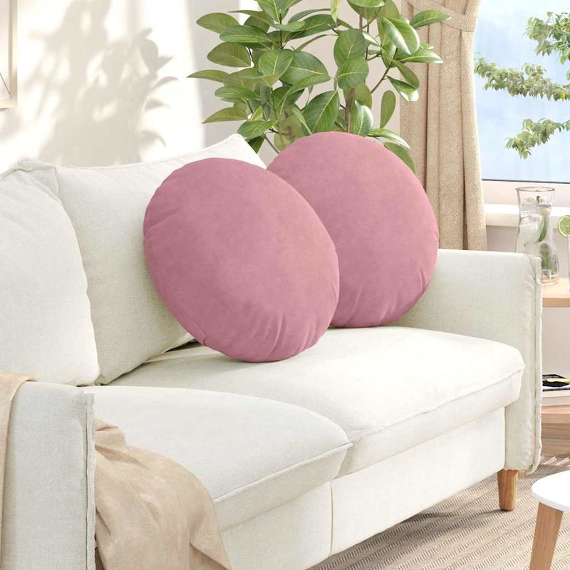 Casa si Gradina - Textile si covoare - Perne si pilote - Perne decorative - Perne de Sezut 2 pcs Roz Ø 40 x 13 cm Catifea - Infinity.ro