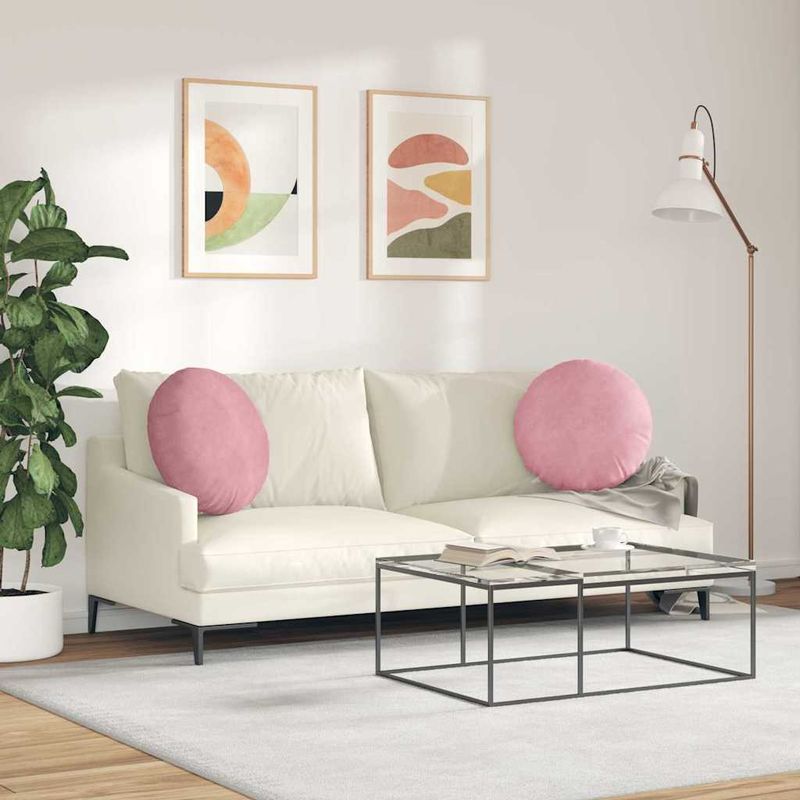 Casa si Gradina - Textile si covoare - Perne si pilote - Perne decorative - Perne de Sezut 2 pcs Roz Ø 40 x 13 cm Catifea - Infinity.ro